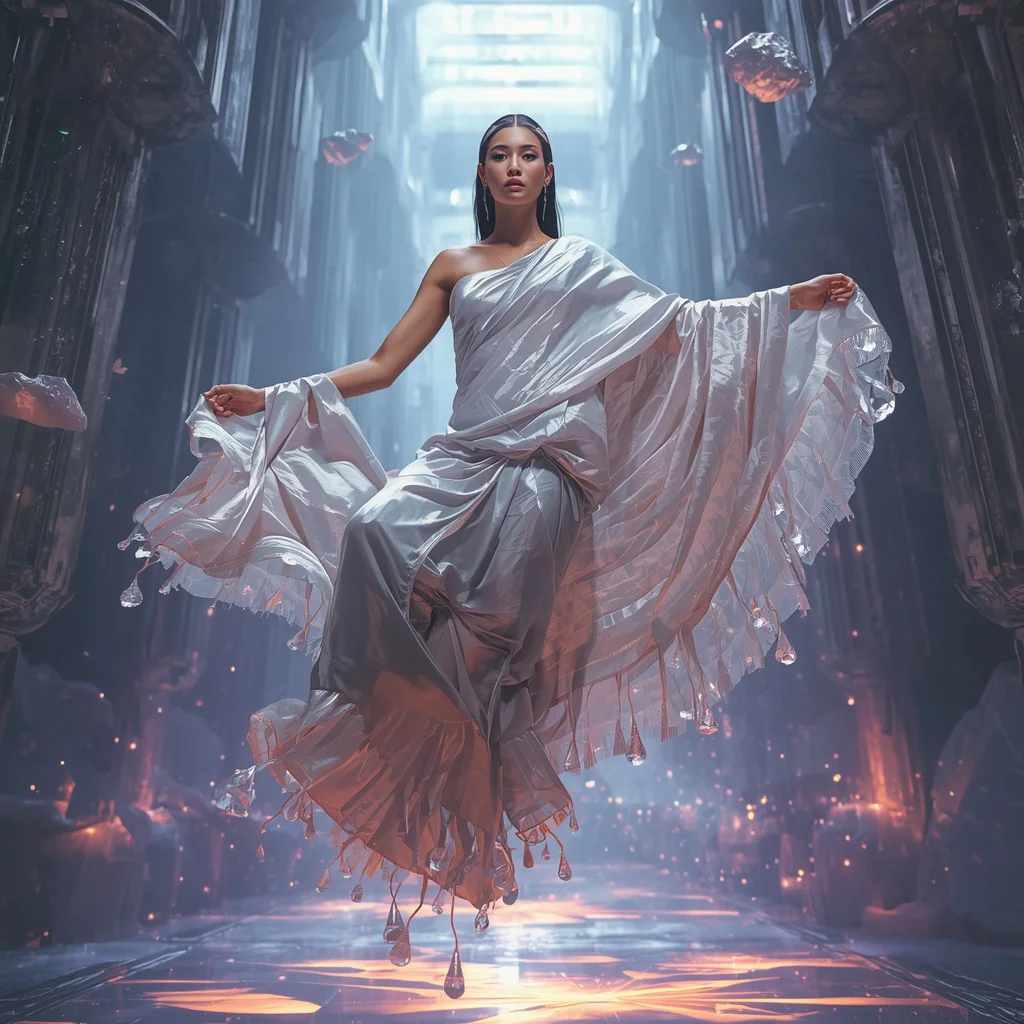 Anti-Gravity Silk Cascade Saree with Floating Gravity Wells | prompt for traditional look for girl chatgpt instagram - Best 10 Vibrant Patola Saree AI Prompts for Gujarati Heritage Photography AI Prompt