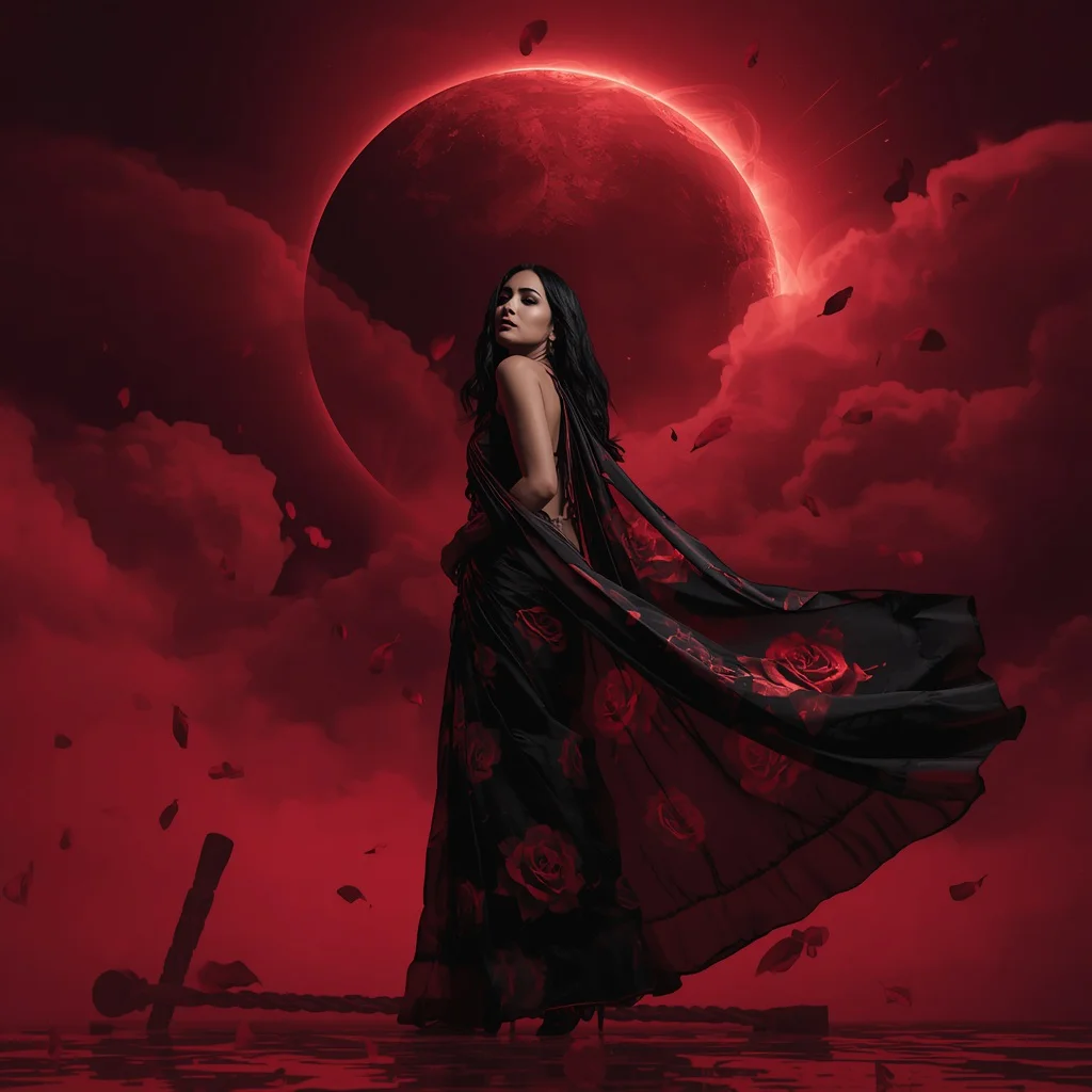 Black Rose Eclipse Romance Void Saree – Gothic Celestial Couture | prompt for Gemini AI girl style trending Instagram - New 10 Contemporary Kanjeevaram Saree AI Prompts for Modern Bridal Wear AI Prompt