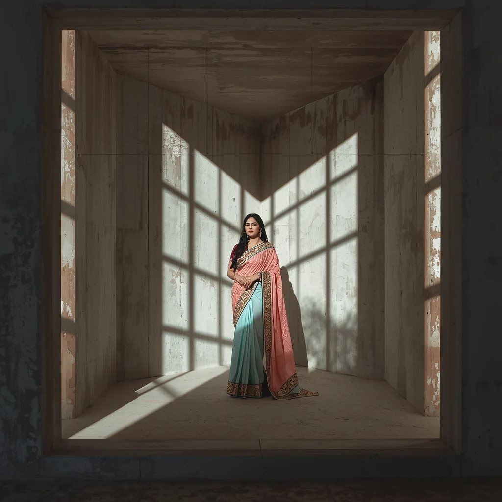 Festive Pastel Saree Architectural Shadow Mapping Grid Projection Brutalist Studio Fashion Study Frame | best saree prompt for chatgpt - Top 10 Bohemian Saree AI Prompts for Eclectic Outdoor Photoshoots AI Prompt