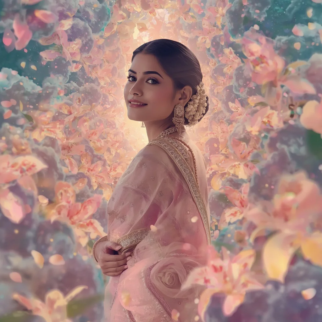 Festive Pastel Saree Layered Aurora Gardenia Infinity Realms Collage Cinematic | saree girl ai prompt - Best 10 Regal Paithani Saree AI Prompts for Maharashtra Cultural Celebrations AI Prompt