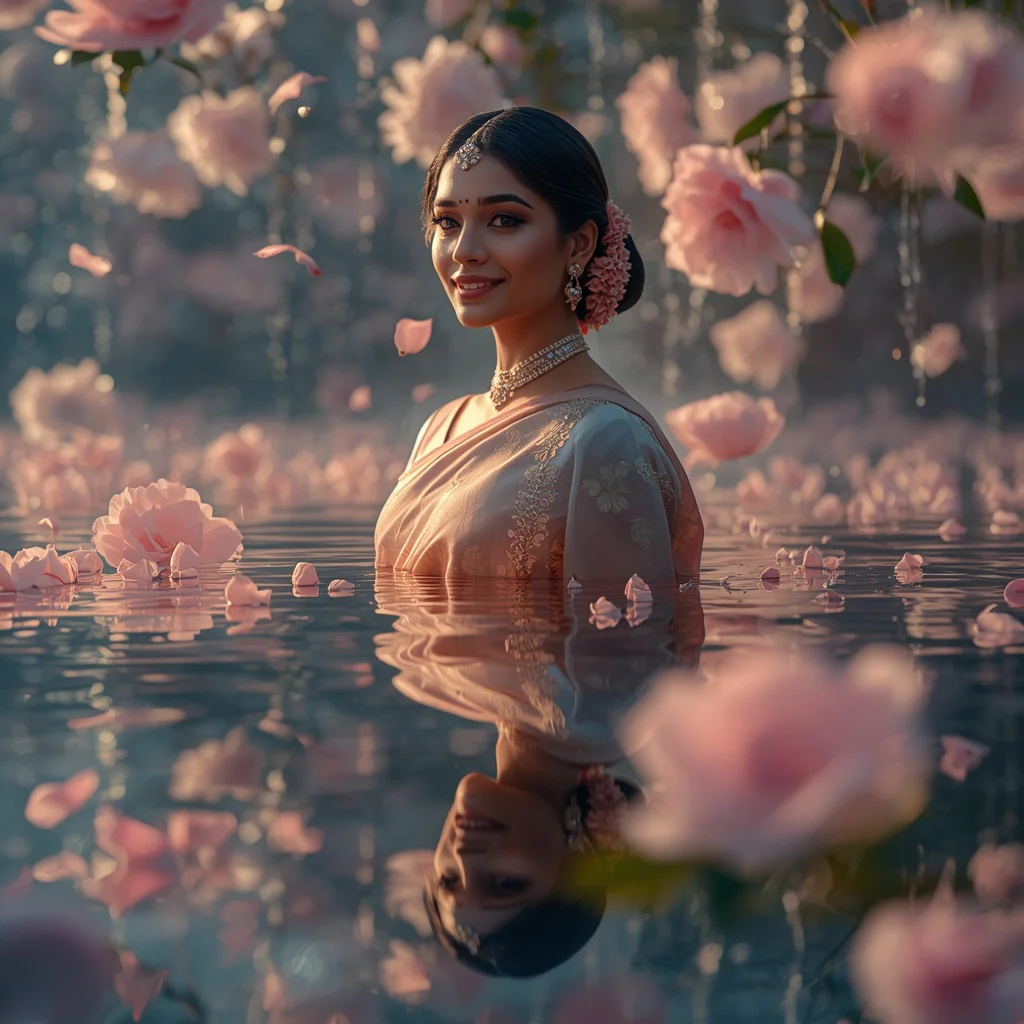 Festive Pastel Saree Moon Camellia Reflection Paradise Collage Cinematic | chat gpt prompt for image editing - Top 10 Artistic Linen Saree AI Prompts for Minimalist Aesthetic Photoshoots AI Prompt