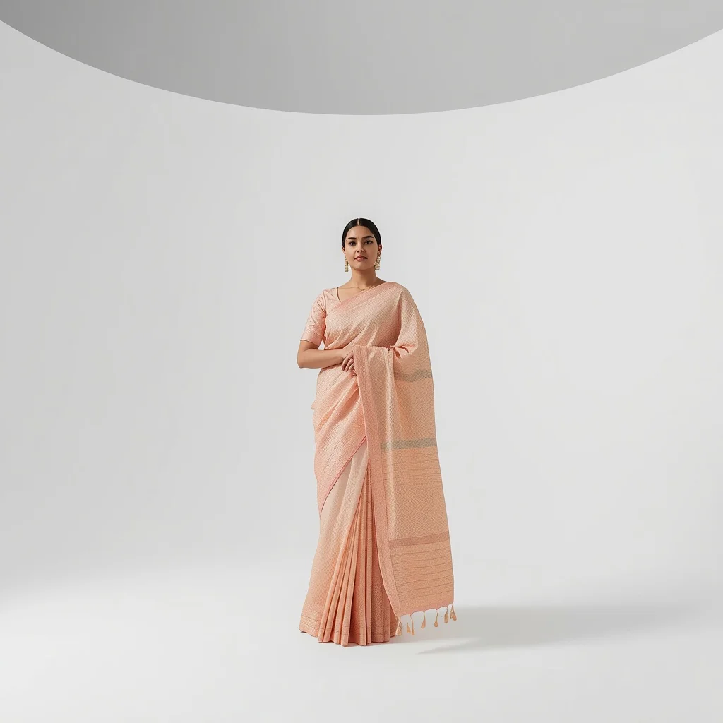 Festive Pastel Saree Ultra Clean White Cyclorama High Fashion Editorial Product Campaign Studio Frame | saree prompt for ChatGPT - Top 10 Bohemian Saree AI Prompts for Eclectic Outdoor Photoshoots AI Prompt