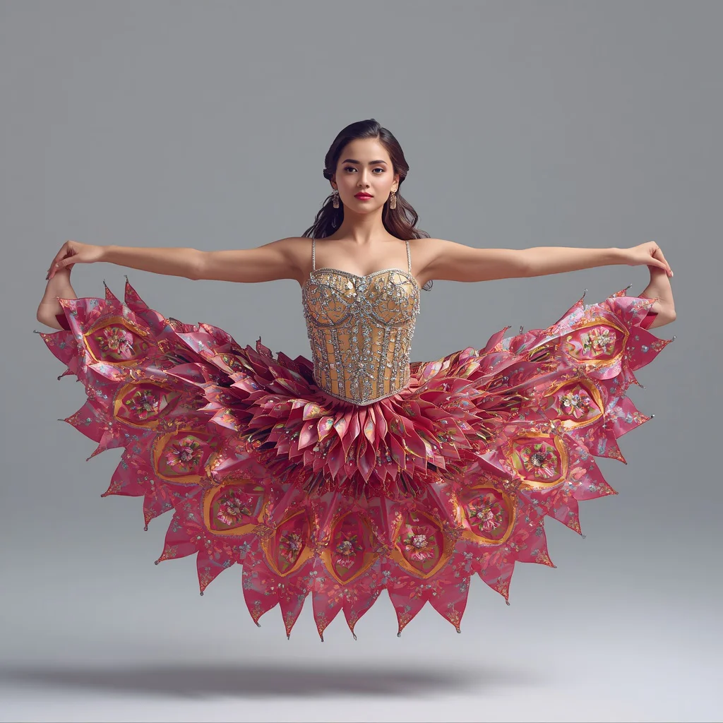 Full Body 3D Holographic Floral Armor Saree Aerial Split | red saree prompt for chatgpt - Playful Child Saree AI Image Prompts for Fun-Filled Cultural Events AI Prompt