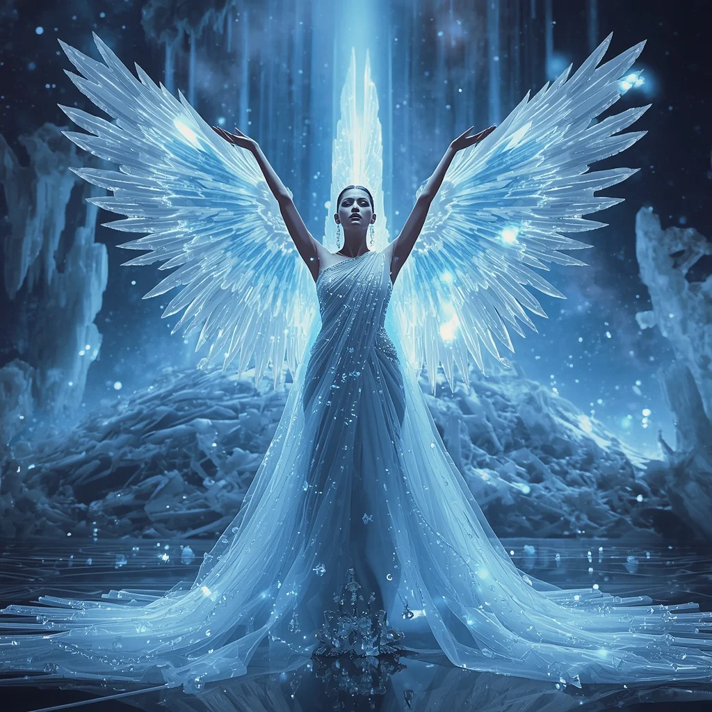 Ice Crystal Phoenix Seraph Saree with Frozen Star Rebirth Horizon Dome | prompt for traditional look for girl chatgpt instagram - New 10 Embellished Net Saree AI Prompts for Grand Reception Looks AI Prompt