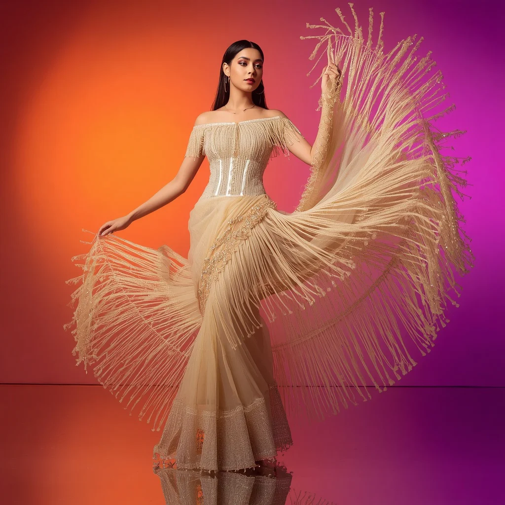 Pale Yellow Heavy Chandelier Crystal Fringe Fusion Saree Look | trending saree gemini prompt instagram - Classic Purple Saree AI Prompts for Elegant Girl's Portrait Photography AI Prompt